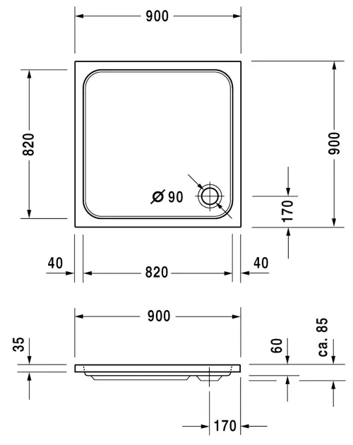 Duravit - D-Code - Zuhanytálca betét - 720102000000001 – 2. kép