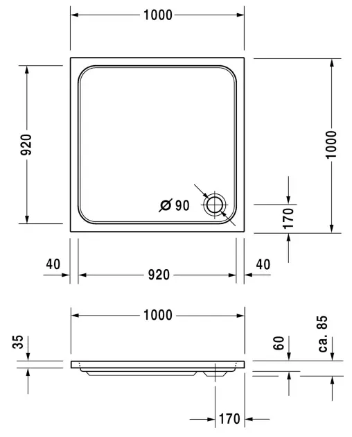 Duravit - D-Code - Zuhanytálca betét - 720103000000000 – 2. kép