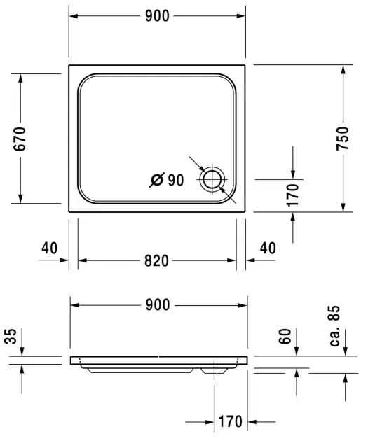 Duravit - D-Code - Zuhanytálca betét - 720104000000000 – 2. kép