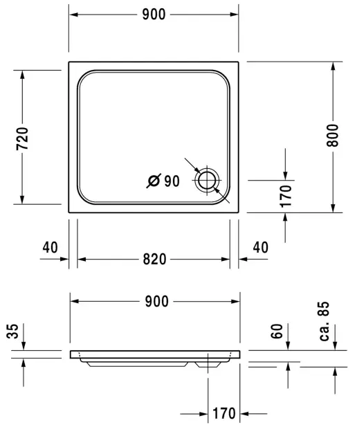 Duravit - D-Code - Zuhanytálca betét - 720105000000000 – 2. kép