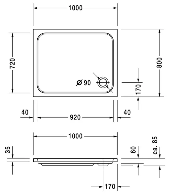 Duravit - D-Code - Zuhanytálca betét - 720106000000001 – 2. kép