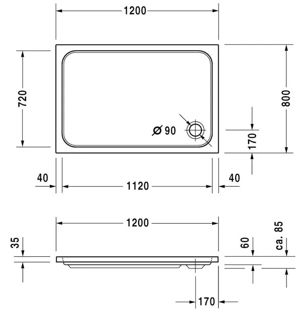 Duravit - D-Code - Zuhanytálca betét - 720113000000001 – 2. kép