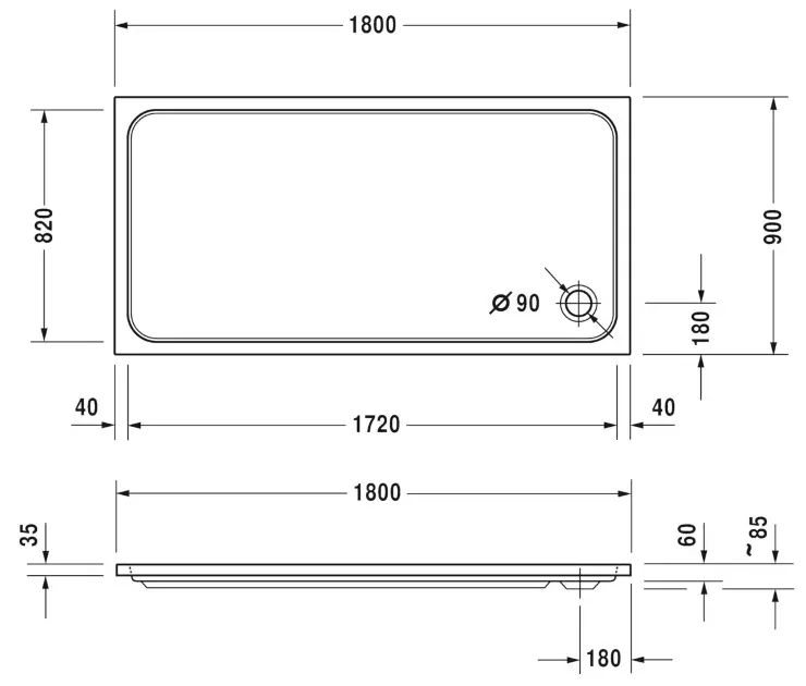 Duravit - D-Code - Zuhanytálca betét - 720165000000000 – 2. kép