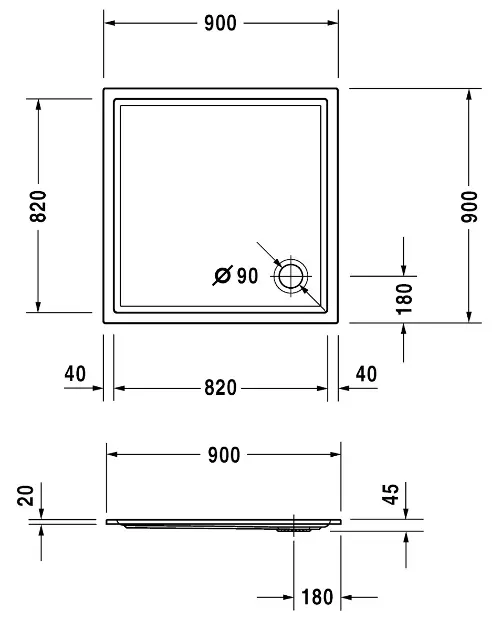 Duravit - Starck Slimline - Zuhanytálca betét - 720115000000001 – 2. kép