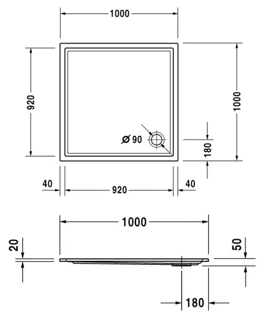 Duravit - Starck Slimline - Zuhanytálca betét - 720116000000000 – 2. kép