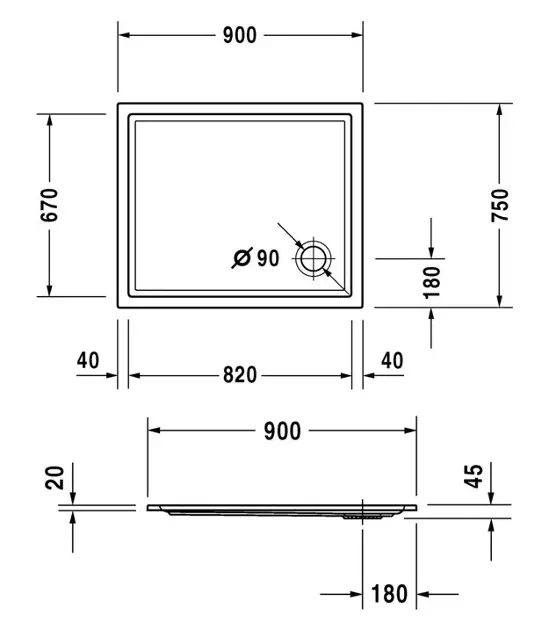Duravit - Starck Slimline - Zuhanytálca betét - 720117000000001 – 2. kép