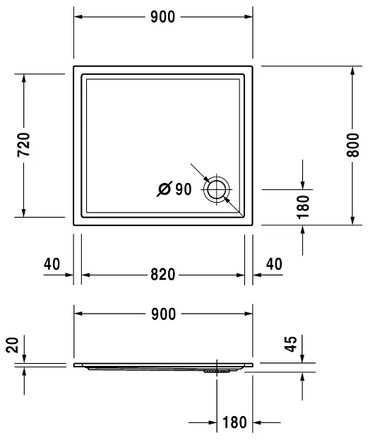 Duravit - Starck Slimline - Zuhanytálca betét - 720118000000000 – 2. kép