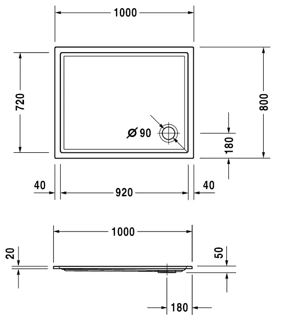 Duravit - Starck Slimline - Zuhanytálca betét - 720119000000001 – 2. kép