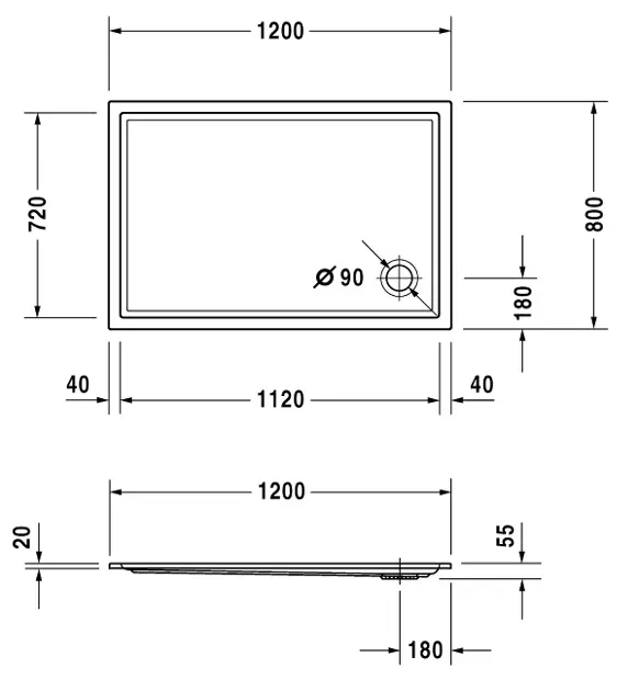 Duravit - Starck Slimline - Zuhanytálca betét - 720121000000000 – 2. kép