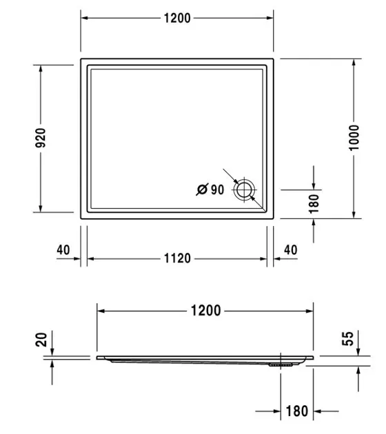 Duravit - Starck Slimline - Zuhanytálca betét - 720123000000001 – 2. kép