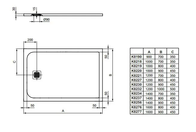 Ideal Standard - Ultra Flat S - Zuhanytálca betét - K8190FV – 2. kép