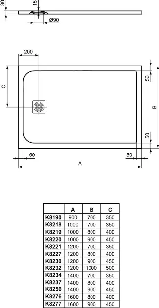 Ideal Standard - Ultra Flat S - Zuhanytálca betét - K8220FR – 2. kép
