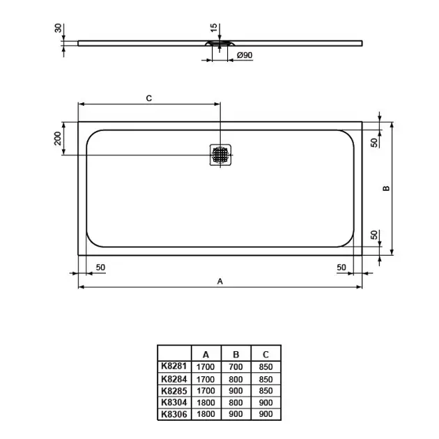 Ideal Standard - Ultra Flat S - Zuhanytálca betét - K8281FT – 2. kép