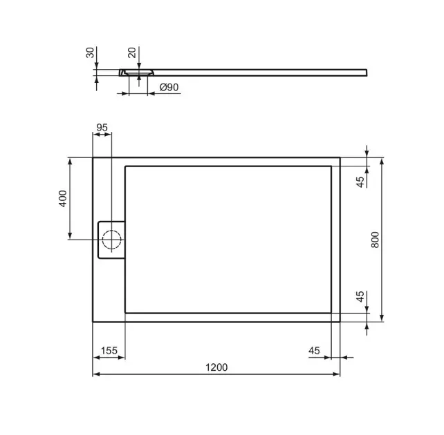 Ideal Standard - Ultra Flat S - Zuhanytálca betét - T5220FT – 2. kép
