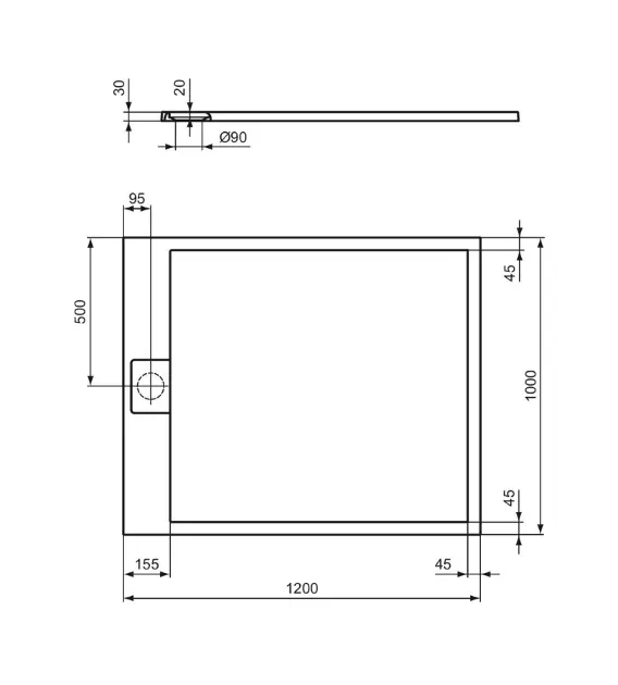 Ideal Standard - Ultra Flat S - Zuhanytálca betét - T5228FT – 2. kép