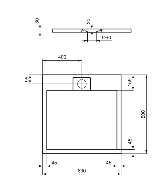 Ideal Standard - Ultra Flat S - Zuhanytálca betét - T5229FT – 2. kép