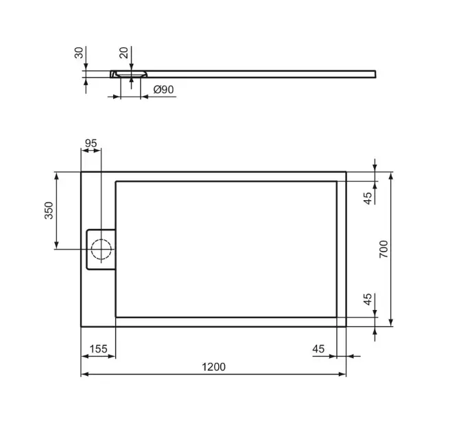 Ideal Standard - Ultra Flat S - Zuhanytálca betét - T5233FT – 2. kép