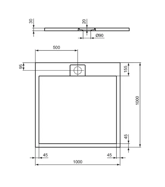Ideal Standard - Ultra Flat S - Zuhanytálca betét - T5234FT – 2. kép