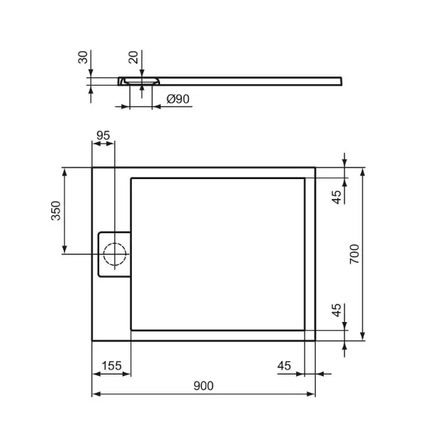 Ideal Standard - Ultra Flat S - Zuhanytálca betét - T5237FT – 2. kép