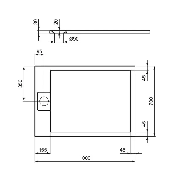 Ideal Standard - Ultra Flat S - Zuhanytálca betét - T5240FT – 2. kép