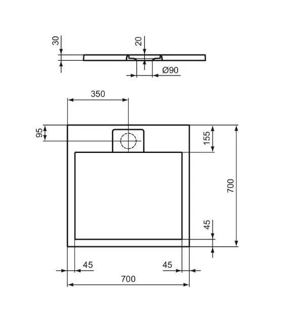 Ideal Standard - Ultra Flat S - Zuhanytálca betét - T5246FT – 2. kép