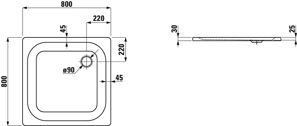 Laufen - Platina - Zuhanytálca betét - H2150010000401 – 2. kép