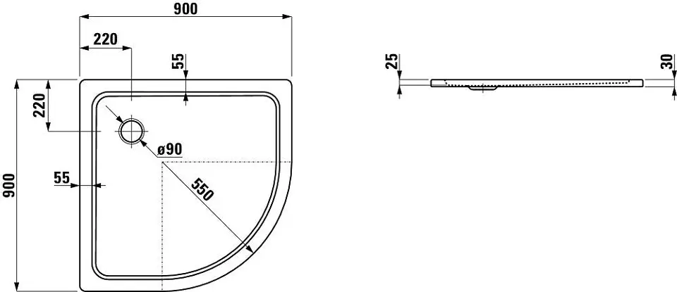 Laufen - Platina - Zuhanytálca betét - H2150086000401 – 2. kép