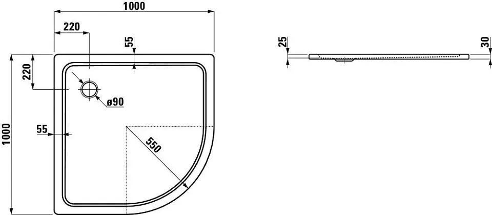 Laufen - Platina - Zuhanytálca betét - H2150096000401 – 2. kép