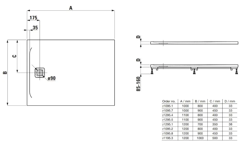 Laufen - Pro - Zuhanytálca betét - H2129510780001 – 2. kép