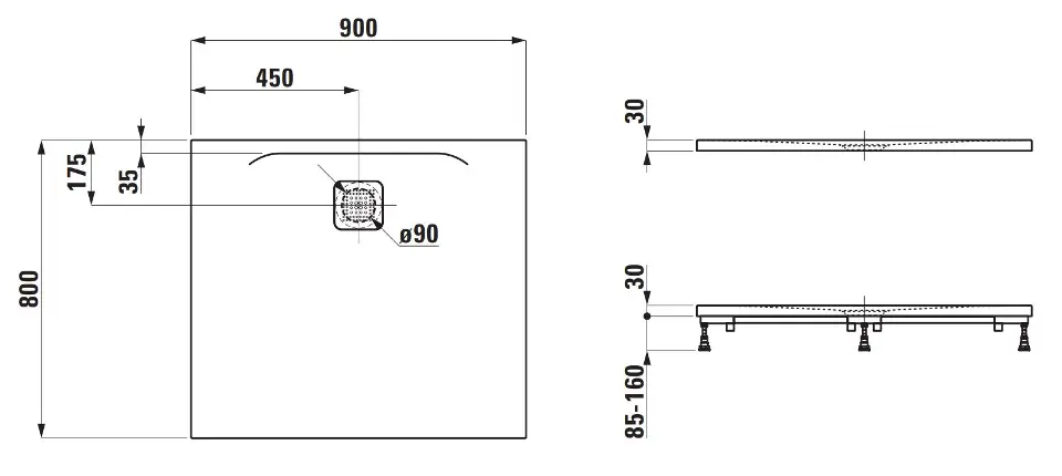 Laufen - Pro - Zuhanytálca betét - H2149500770001 – 2. kép