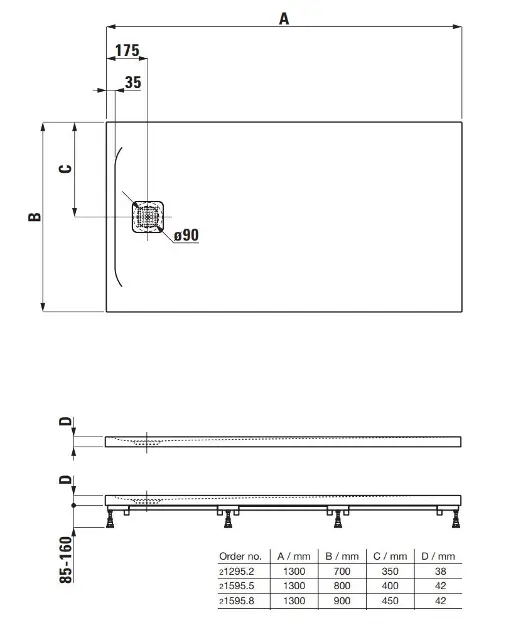 Laufen - Pro - Zuhanytálca betét - H2159550770001 – 2. kép