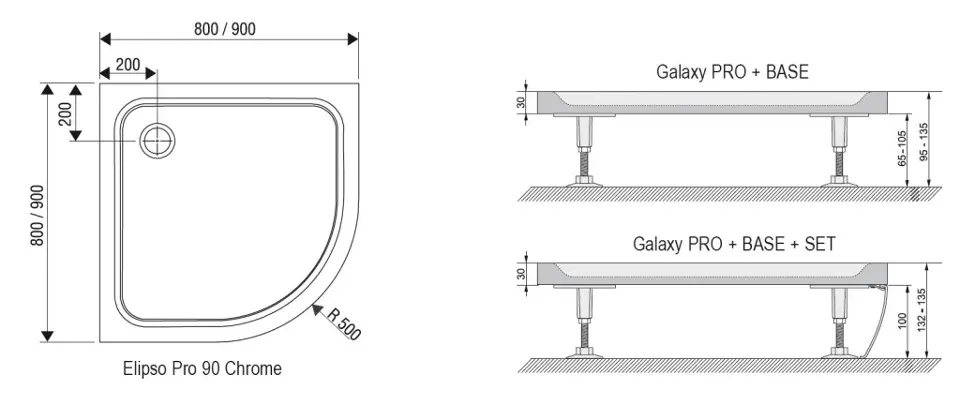 Ravak - Galaxy Pro Chrome - Zuhanytálca betét - XA244401010 – 2. kép