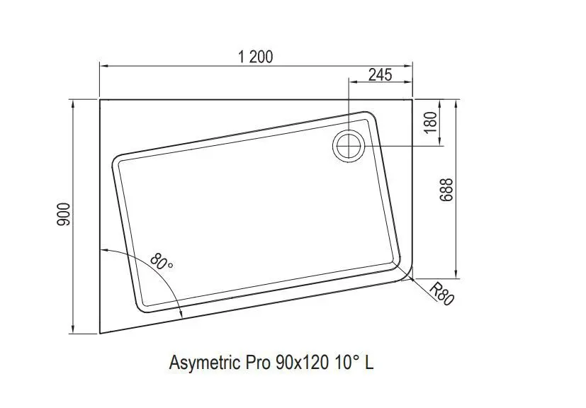 Ravak - Galaxy Pro 10° - Zuhanytálca láb - XA95G70101L – 2. kép